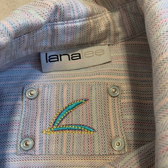 Lana Lee Striped Button-Up Jacket - Size M - Picture 2 of 6